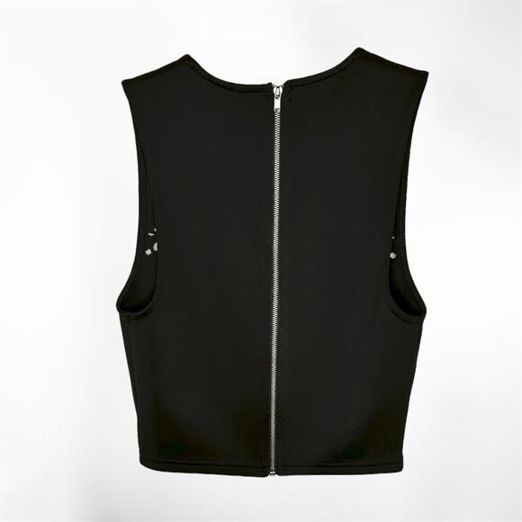 UO Cut Out Neoprene Bodycon Full Back Zip Tank Vest Crop Top, Size XS (EUC) - Picture 4 of 5
